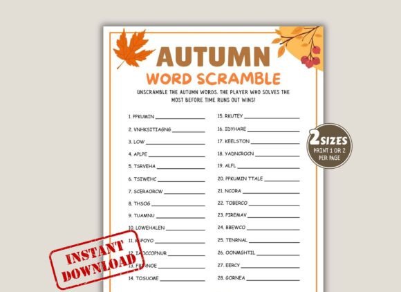 Download Fall Word Scramble Game for Kids &amp; Adult - Word Collection