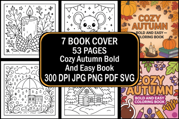 Download Cozy Autumn Bold and Easy Coloring Books - Bold and easy coloring book Collection