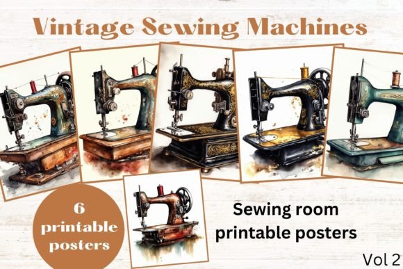 Download Vintage Sewing Machine Watercolor Prints - Vintage Collection