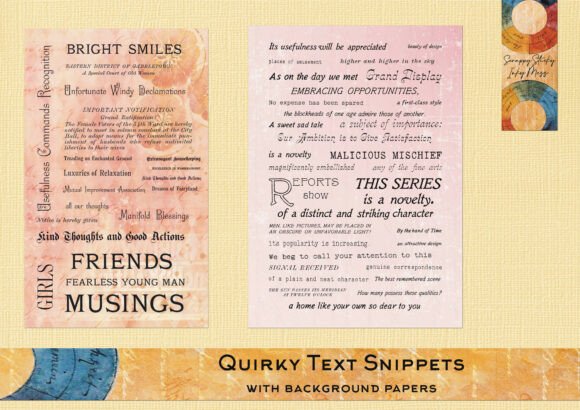 Download Quirky Word Snippets from Vintage Text - Vintage Collection