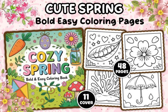 Download Cute Spring Bold and Easy Coloring Book - Bold and easy coloring book Collection