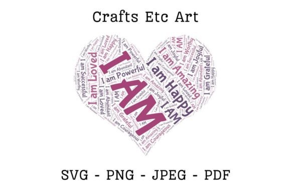 Download I AM Affirmations Heart Word Cloud - Word Collection