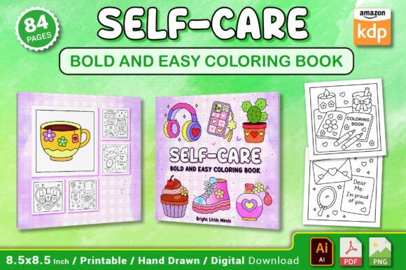 Download Self Care Bold and Easy Coloring Book - Bold and easy coloring book Collection