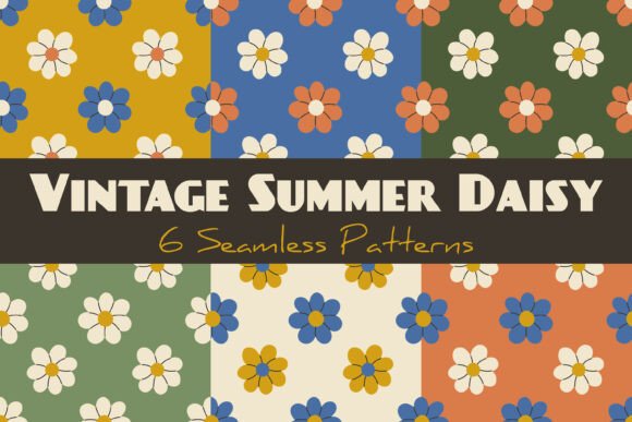 Download Vintage Summer Daisy Seamless Patterns - Vintage Collection