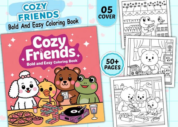 Download Cozy Friends Bold and Easy Coloring Book - Bold and easy coloring book Collection