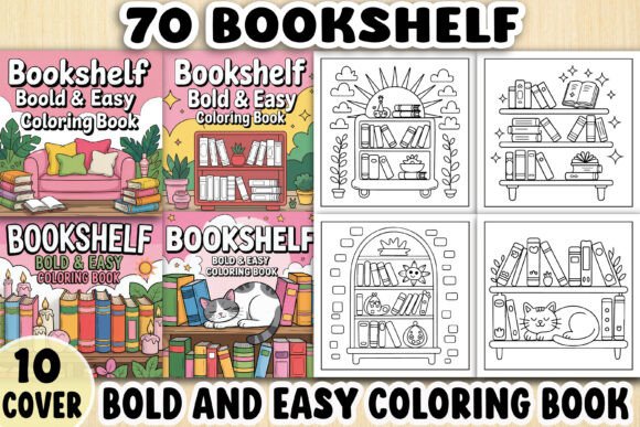 Download Book Shelf Bold and Easy Coloring Book - Bold and easy coloring book Collection