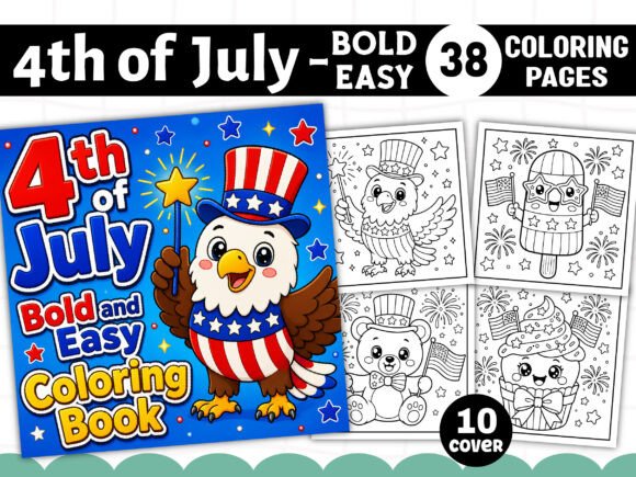 Download 4th of July Bold and Easy Coloring Book - Bold and easy coloring book Collection