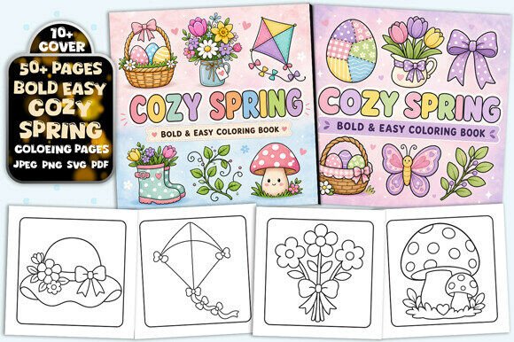 Download Cute Spring Bold and Easy Coloring Book - Bold and easy coloring book Collection