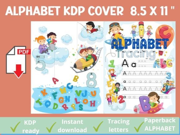 Download Tracing Alphabet KDP Book Cover 8.5x11in - Book cover Collection