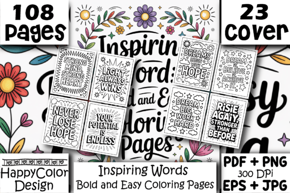 Download Inspiring Word Bold &amp; Easy Coloring Book - Word Collection