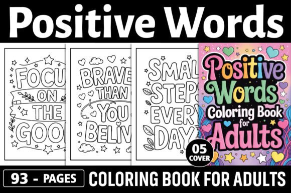 Download Positive Words Coloring Pages for Adults - Word Collection