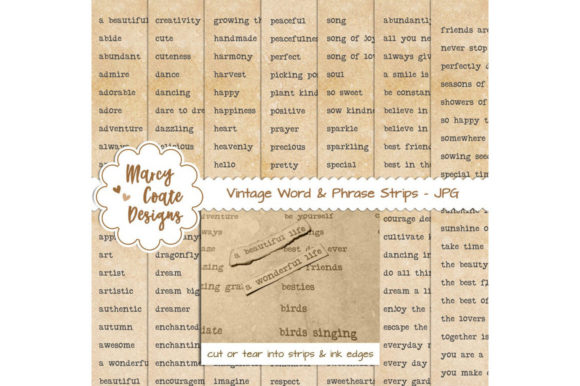 Download Coffee Dyed Word Strips Pack of 7 Pages - Word Collection