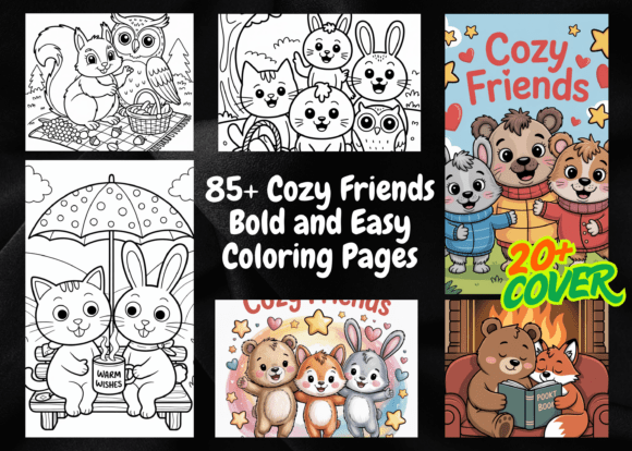 Download Cozy Friends Bold and Easy Coloring Book - Bold and easy coloring book Collection