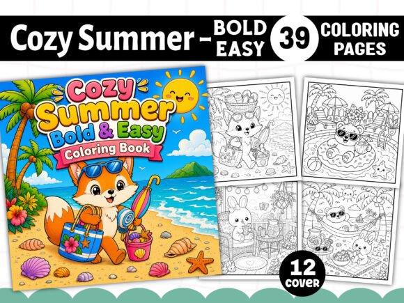 Download Cozy Summer Bold and Easy Coloring Book - Bold and easy coloring book Collection
