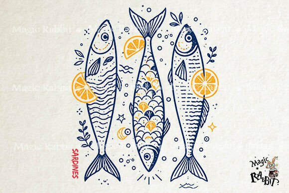 Download Sardines Vintage Fish Lemon PNG - Premium Bundle