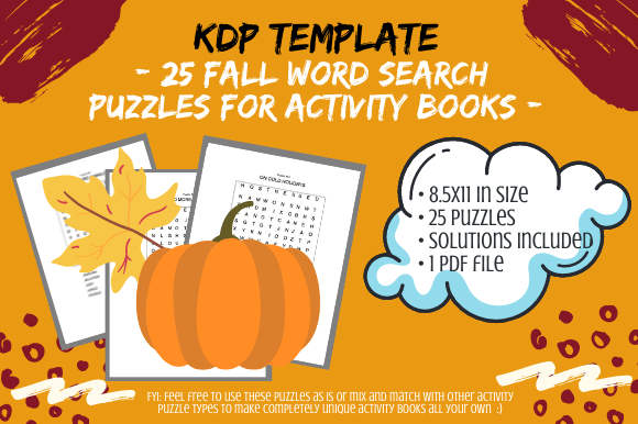 Download 25 Assorted Fall Word Search KDP Puzzles - Word Collection